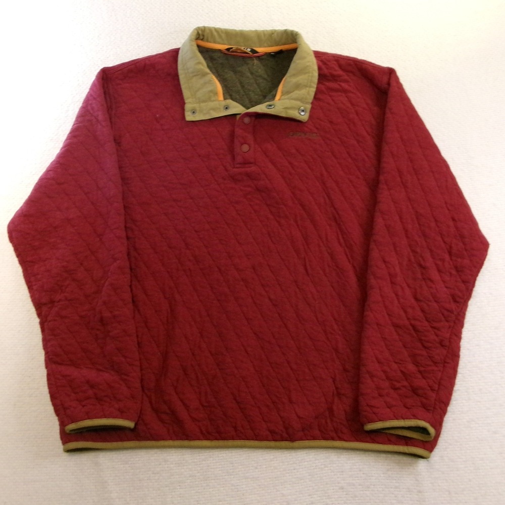 Orvis Mens XL Pullover Red Quilted Snap Neck 2EG2 291874 F/21